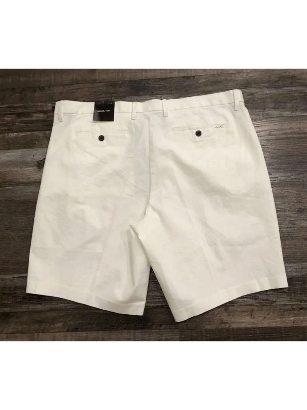 Michael Kors Mens Size 38 White Flat Front Casual Chino Shorts New with $98 Tags